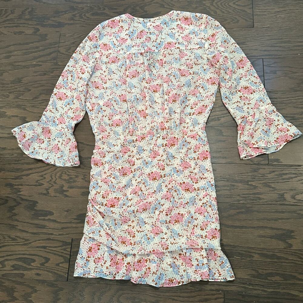 Veronica Beard Floral Silk Ruched Sean Mini Dress Size 8 - Picture 4 of 14